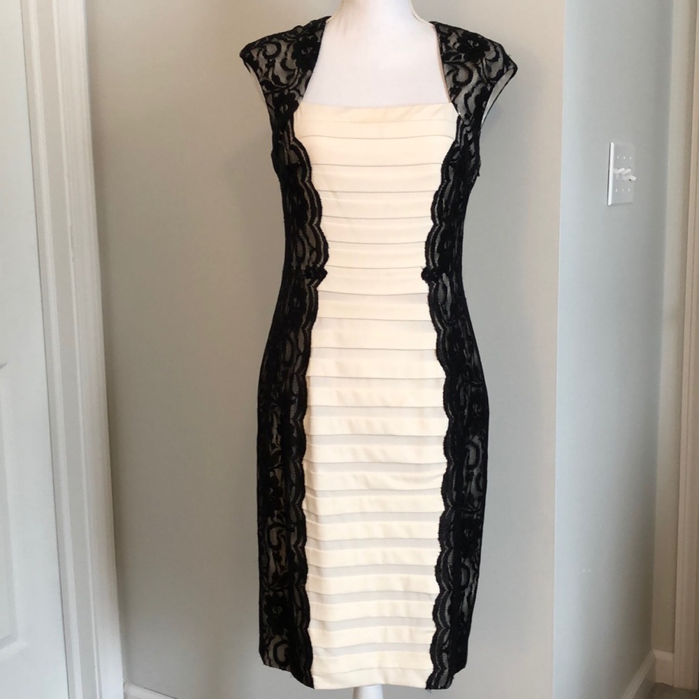 JAX- Black and White Lace Sleeveless Dress